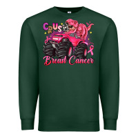 Sports Green crush breast cancer monster truck with dinosaur Premium Sweatshirt - JahusDesignShop