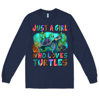 Navy just a girl who loves turtles Long Sleeve Tee - RanaPortraitStore