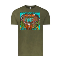 Vintage Olive wild one longhorn gemstones cactus and sunflowers Vintage Tee - Artiststas