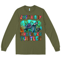 Army Green just a boy who loves turtles Long Sleeve Tee - RanaPortraitStore