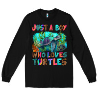 Black just a boy who loves turtles Long Sleeve Tee - RanaPortraitStore