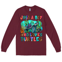 Burgundy just a boy who loves turtles Long Sleeve Tee - RanaPortraitStore