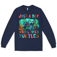Navy just a boy who loves turtles Long Sleeve Tee - RanaPortraitStore