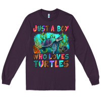 Plum just a boy who loves turtles Long Sleeve Tee - RanaPortraitStore