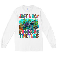 White just a boy who loves turtles Long Sleeve Tee - RanaPortraitStore