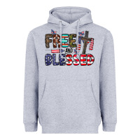 Heather Grey free and blessed Heavyweight Hoodie - CowhideDigitalArt