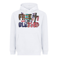 White free and blessed Heavyweight Hoodie - CowhideDigitalArt