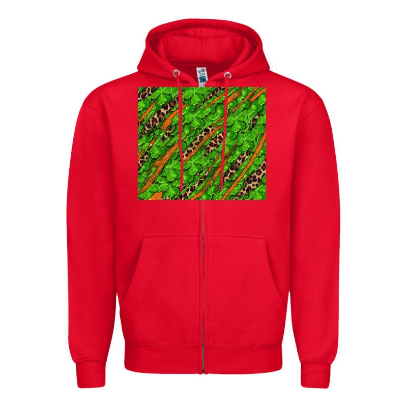 Distressed Shamrock And Leopard Zipper Hoodie by RanaPortraitStore | Teevron