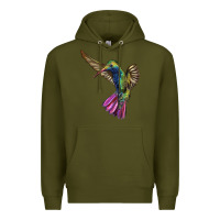 Army Green Broad Billed Hummingbird Premium Hoodie - LillyAllenDesigns