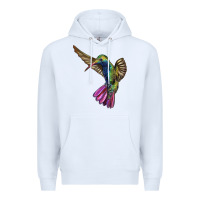 White Broad Billed Hummingbird Premium Hoodie - LillyAllenDesigns