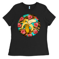 Black banana and strawberries with tiger pattern Ladies Tee - BarkalooDesign