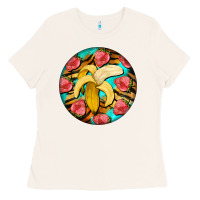 Bone banana and strawberries with tiger pattern Ladies Tee - BarkalooDesign