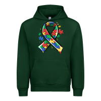 Forest Green autism puzzle ribbon Urban Hoodie - MaliasSmallBusiness