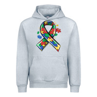 Heather Grey autism puzzle ribbon Urban Hoodie - MaliasSmallBusiness
