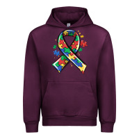 Mauve Wine autism puzzle ribbon Urban Hoodie - MaliasSmallBusiness