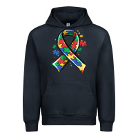 Navy autism puzzle ribbon Urban Hoodie - MaliasSmallBusiness