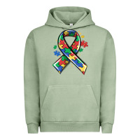 Pigment Oil Green autism puzzle ribbon Urban Hoodie - MaliasSmallBusiness