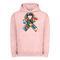 Pigment Salmon autism puzzle ribbon Urban Hoodie - MaliasSmallBusiness