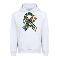White autism puzzle ribbon Urban Hoodie - MaliasSmallBusiness