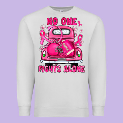 Breast Cancer No One Fights Alone Truck Football Premium Sweatshirt Designed By Jahusdesignshop