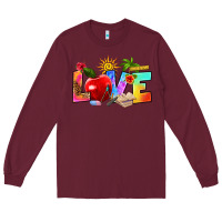 Burgundy love teacher summer Long Sleeve Tee - RanaPortraitStore