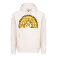 Pale Pink childhood cancer awareness rainbow (1) Premium Hoodie - Jasminsmagicworld
