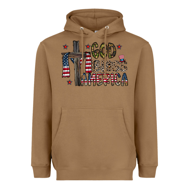 God Bless America Heavyweight Hoodie by CowhideDigitalArt | Teevron