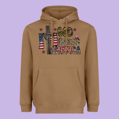 God Bless America Heavyweight Hoodie Designed By Cowhidedigitalart
