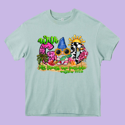 With God All Things Are Possible Summer Heavy Core Tee Designed By Cowhidedigitalart