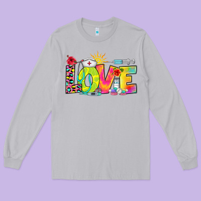 Long Sleeve Tee love nurse summer