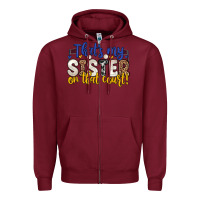 Burgundy that s my sister on that court Zipper Hoodie - Zillion Design Studio