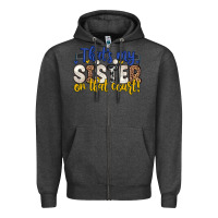 Charcoal Heather that s my sister on that court Zipper Hoodie - Zillion Design Studio