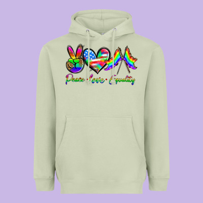 Peace Love Equality Heavyweight Hoodie Designed By Hra Design Shop
