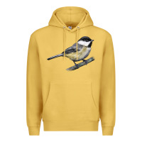 Antique Gold Black Capped Chickadee Premium Hoodie - LillyAllenDesigns