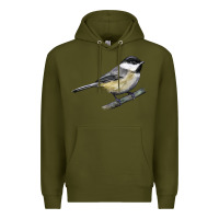 Army Green Black Capped Chickadee Premium Hoodie - LillyAllenDesigns