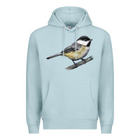 Blue Mist Black Capped Chickadee Premium Hoodie - LillyAllenDesigns