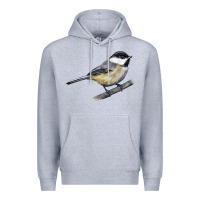 Heather Grey Black Capped Chickadee Premium Hoodie - LillyAllenDesigns