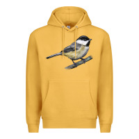 Mustard Black Capped Chickadee Premium Hoodie - LillyAllenDesigns