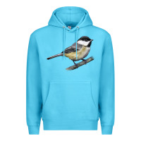 Ocean Blue Black Capped Chickadee Premium Hoodie - LillyAllenDesigns