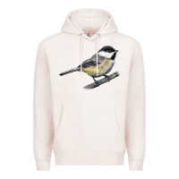 Pale Pink Black Capped Chickadee Premium Hoodie - LillyAllenDesigns