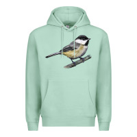 Seafoam Black Capped Chickadee Premium Hoodie - LillyAllenDesigns