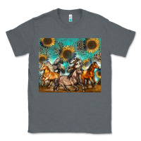Charcoal Heather western horses Classic Tee - Zillion Design Studio