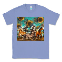Colony Blue western horses Classic Tee - Zillion Design Studio