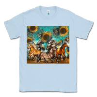 Dusty Blue western horses Classic Tee - Zillion Design Studio