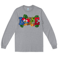Heather Grey love haitian republic Long Sleeve Tee - RanaPortraitStore