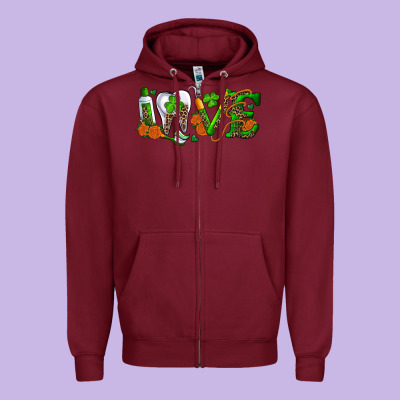 Dental Love St Patricks Day Zipper Hoodie Designed By Ranaportraitstore