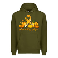 Army Green childhood cancer awareness month harvesting hope Premium Hoodie - Jasminsmagicworld
