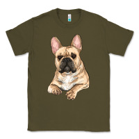 Army Green French bulldog sitting Classic Tee - RanaPortraitStore