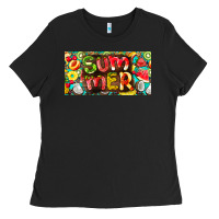 Black summer with fruits license plate Ladies Tee - BarkalooDesign