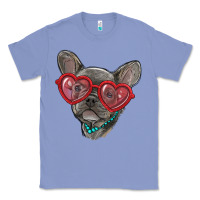 Colony Blue french bulldog with love glasses Classic Tee - RanaPortraitStore